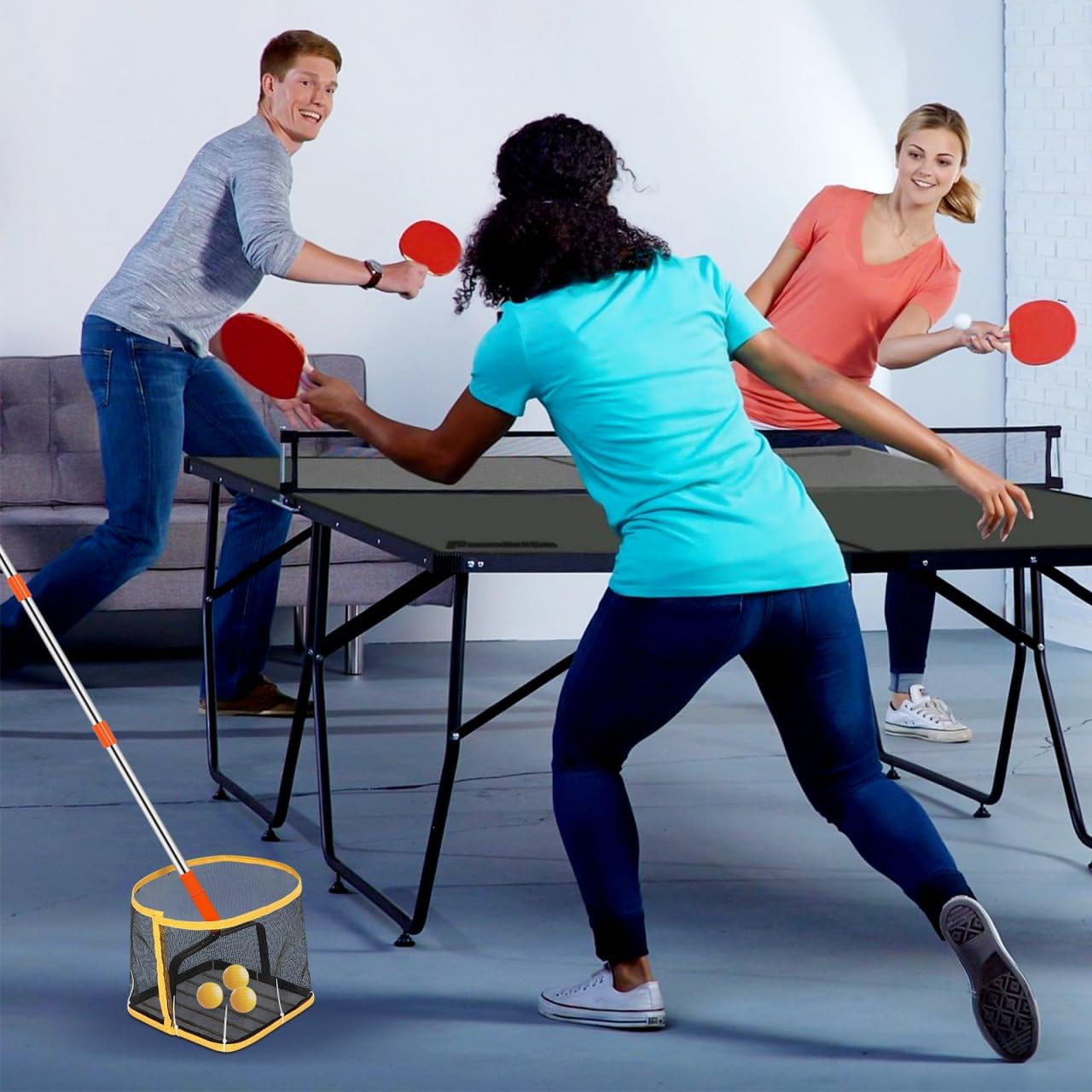 POPETPOP Pingpong Ball Picker Table Tennis Ball Picker Collector Pingpong Ball Retrieval Tool Telescoping Table Tennis Ball Pickup Net for and Storage