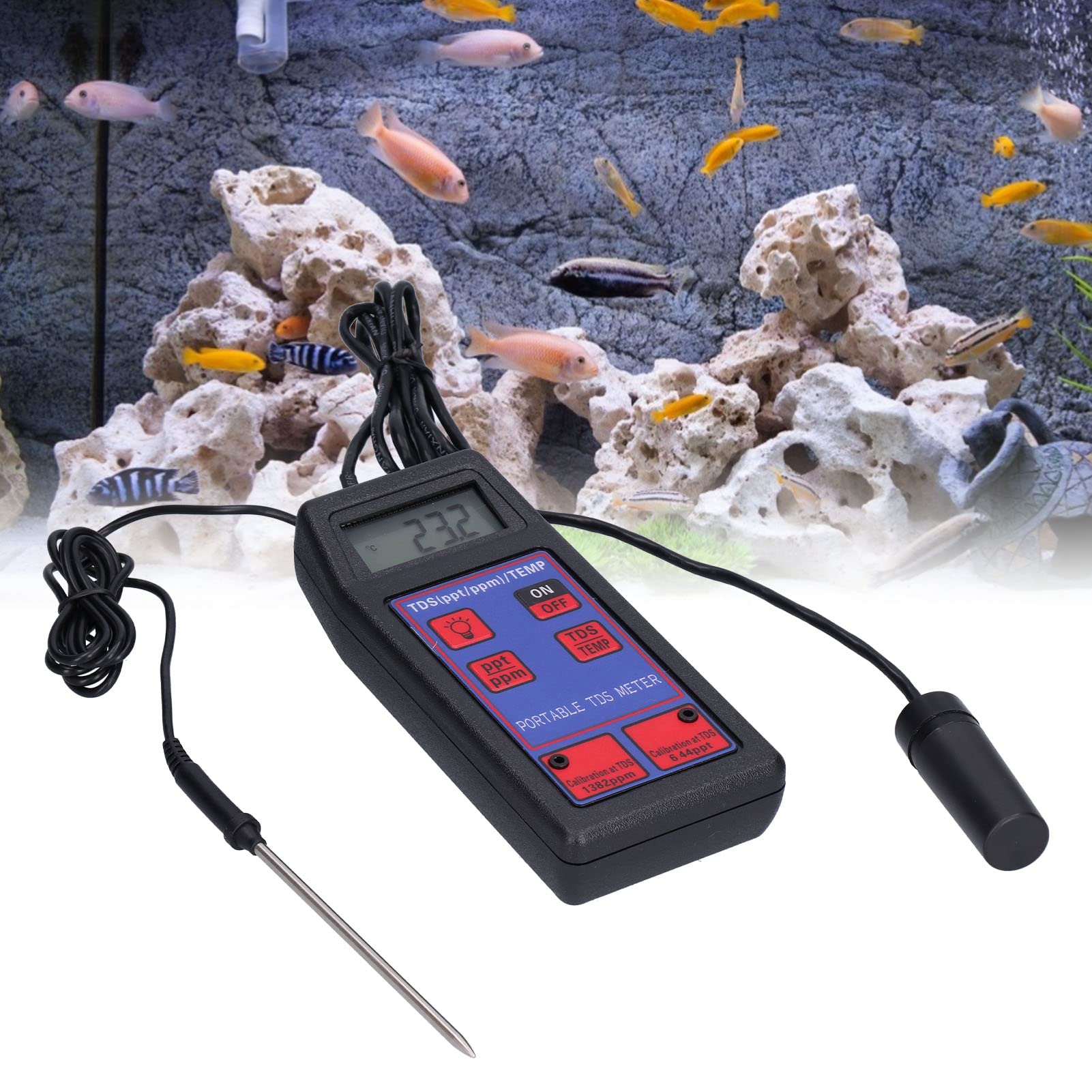Probador de Temperatura TDS 2 en 1 con Retroiluminación, Material de para Laboratorio Hidropónico, Diseño Antideslizante