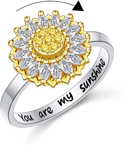 Anillos giratorios de plata de ley S925 para aliviar la ansiedad y el aburrimiento TDAH autismo banda para mujeres y adolescentes