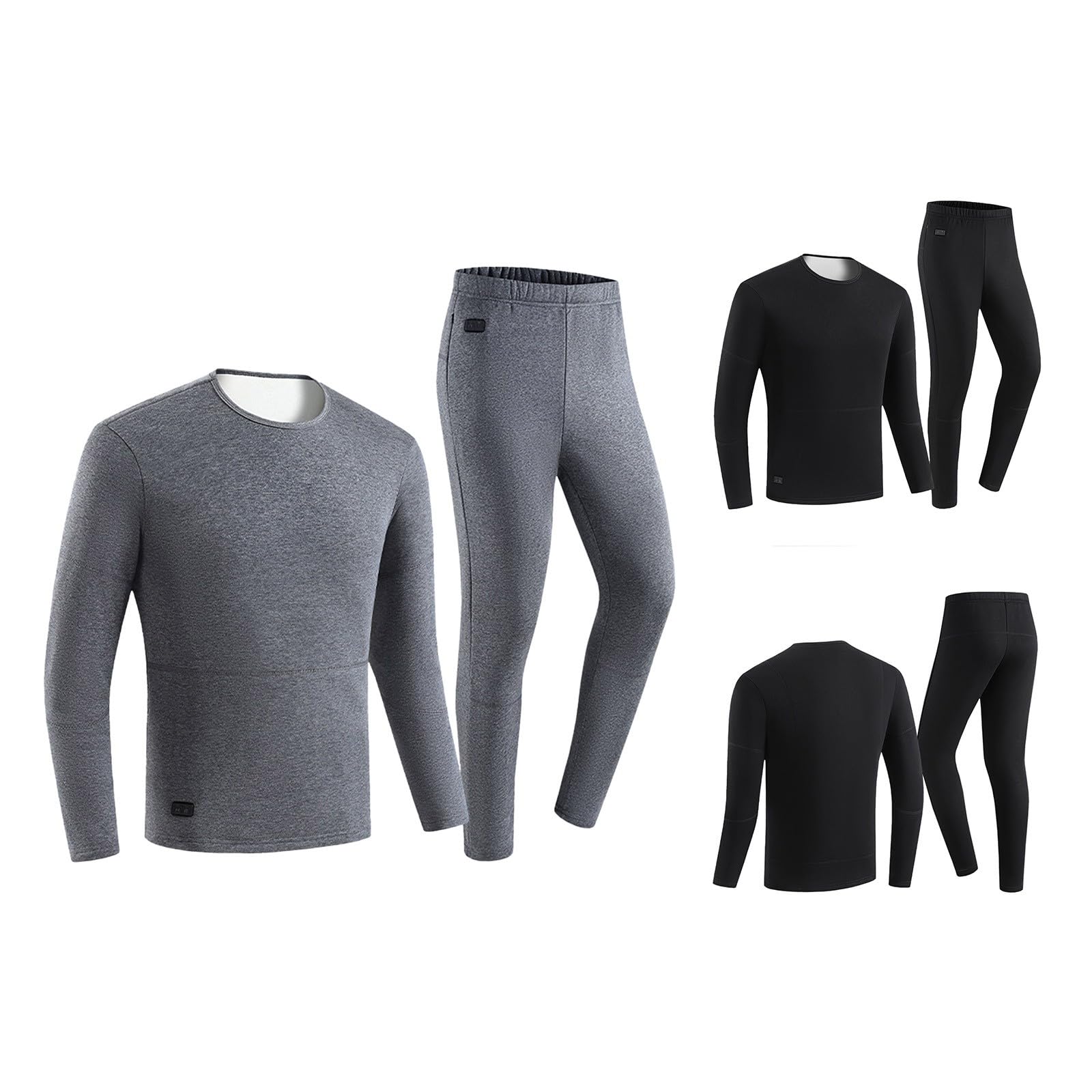 Generisch Juego de ropa interior climatizada con pantalones calefactables y top de 2 piezas, ropa interior térmica funcional para moto, caza, esquí, camping de invierno