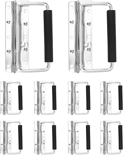 QWORK Tiradores de resorte resistentes con agarre de PVC para cajas de herramientas y estuches - Paquete de 10 unidades de diseño montado en