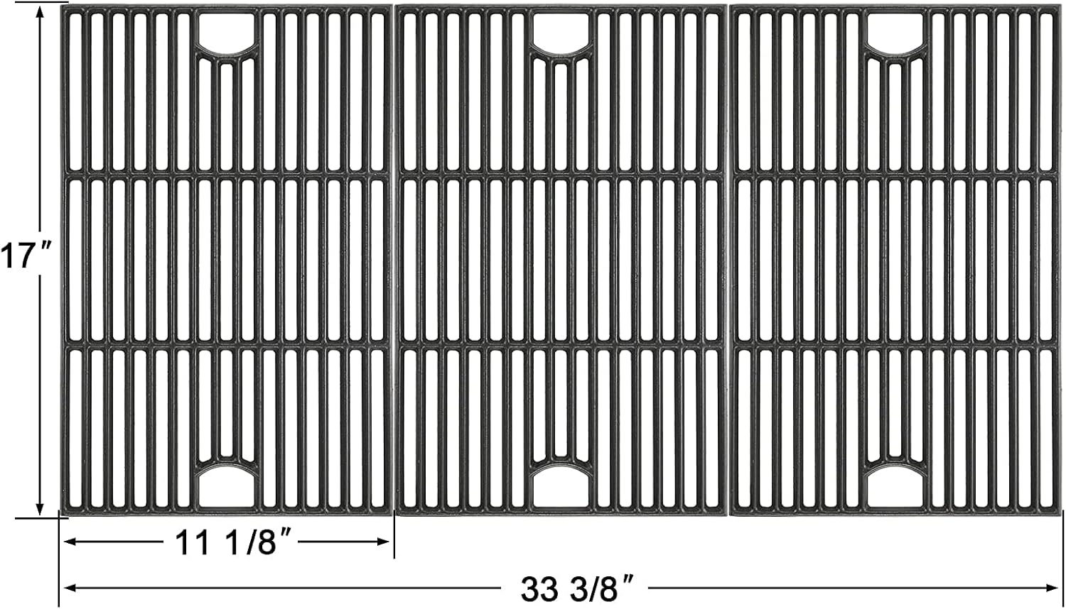 Hisencn 17 inch Grill Cooking Grates for Homedepot Nexgrill 720-0896 720-0896B 720-0896C 720-0896CP 720-0896E, Cast Iron Grate Grill Grid Replacement Parts for Nexgrill 720-0898 720-0898A, 3 Pack
