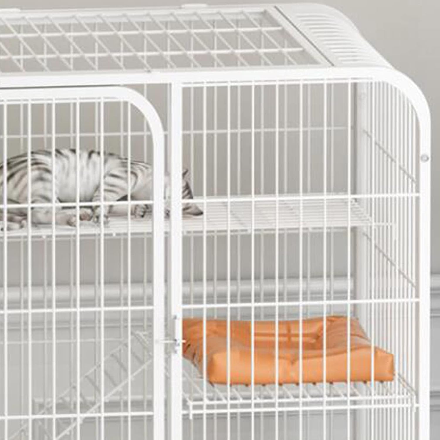CHEMYO Kleintier-Laufgitter, groß, 3 Etagen, Metalldraht, für Kätzchen, Käfig, Laufstall, Käfig, Zwinger, Katzenheim, 1 x Hängematte/4 x Rollen/1 x Tablett/1 x Katzentoilette (Größe: 60 x 45 x 66 c Haustier