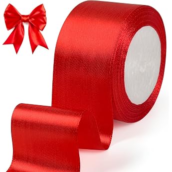 Tenn Well Red Satin Ribbon 72.2 Feet x 1.89 Inch Double Faced Satin Ribbon for Crafts Gift Wrapping Christmas Decorations