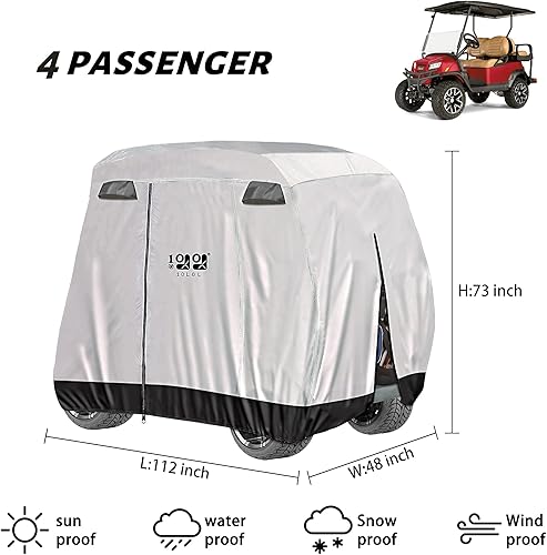 Miniatura 3 de 10L0L Funda universal para carrito de golf, cubierta de almacenamiento para carrito de golf de 4 pasajeros para EZGO, Club Car, Yamaha, impermeable,