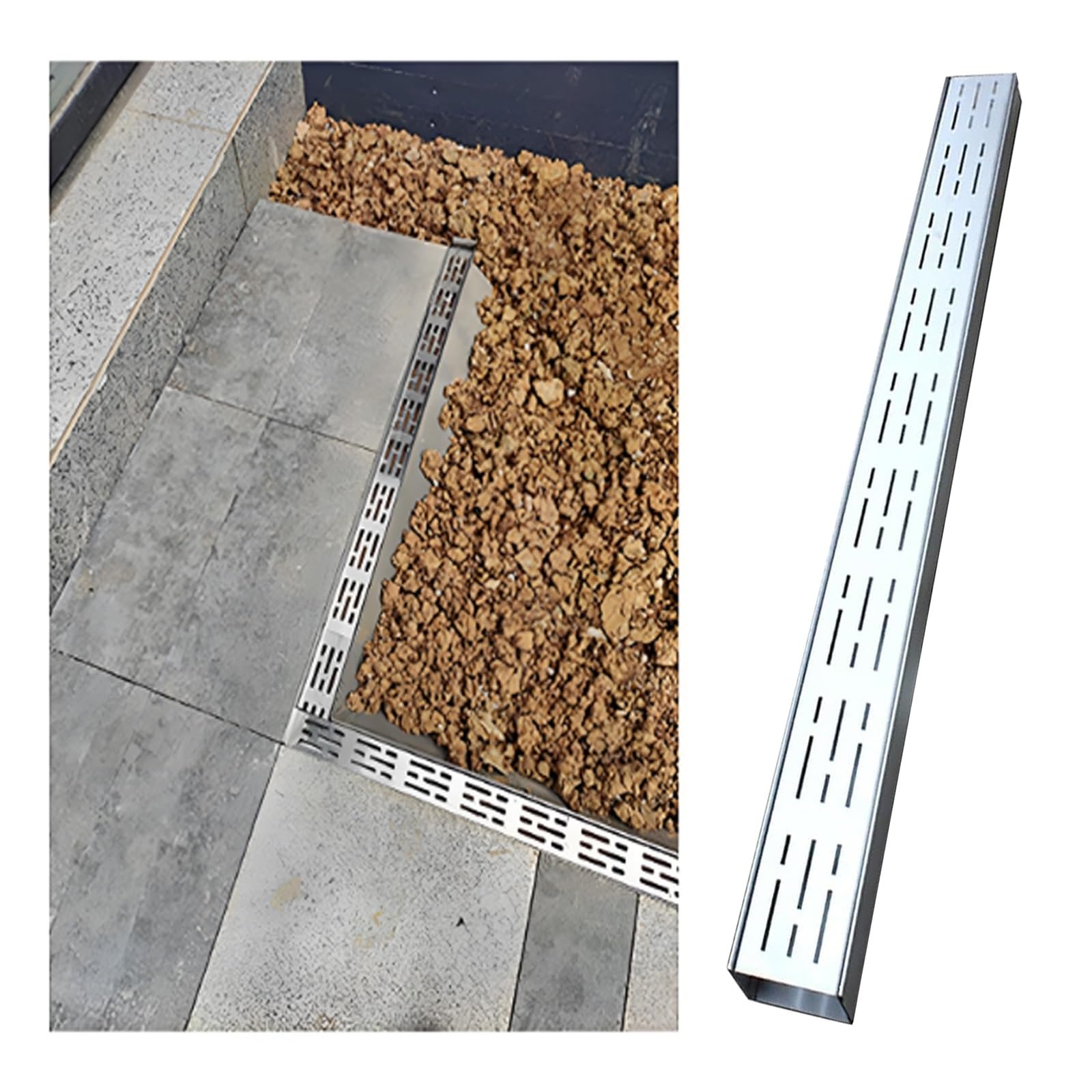 GLDYTVF Stainless Steel 304 Drainage Grate for Outdoor Trenches Removable Garden Channel Cover Linear Rainwater Drainage System (H5*W10CM/H1.96*W3.94IN)
