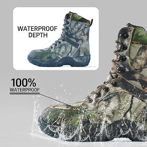 Miniatura 4 de Botas de caza impermeables para hombre, botas de senderismo ligeras, botas de trabajo tácticas militares, 8 pulgadas aisladas, 14.11 oz Thinsulate