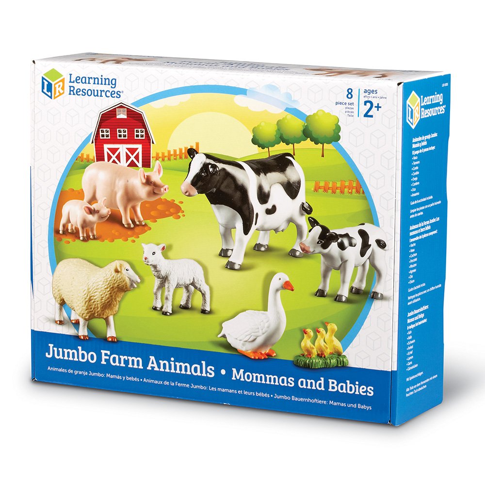 Learning Resources Jumbo Farm Animals Mommas and Babies Toy Set, 8 Pieces, Ages 18 Months