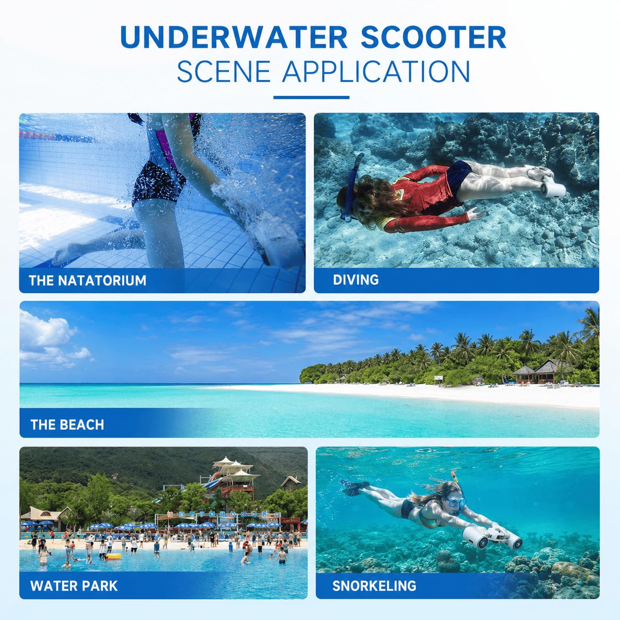 Vehículo Submarino de propulsión Buceo Sea Scooter, Seascooter De 500 W | Hélice de Buceo de 5,4 km/h, Scooter de Buceo Impermeable de Larga duración para Buceo, natación y fotografía submarina