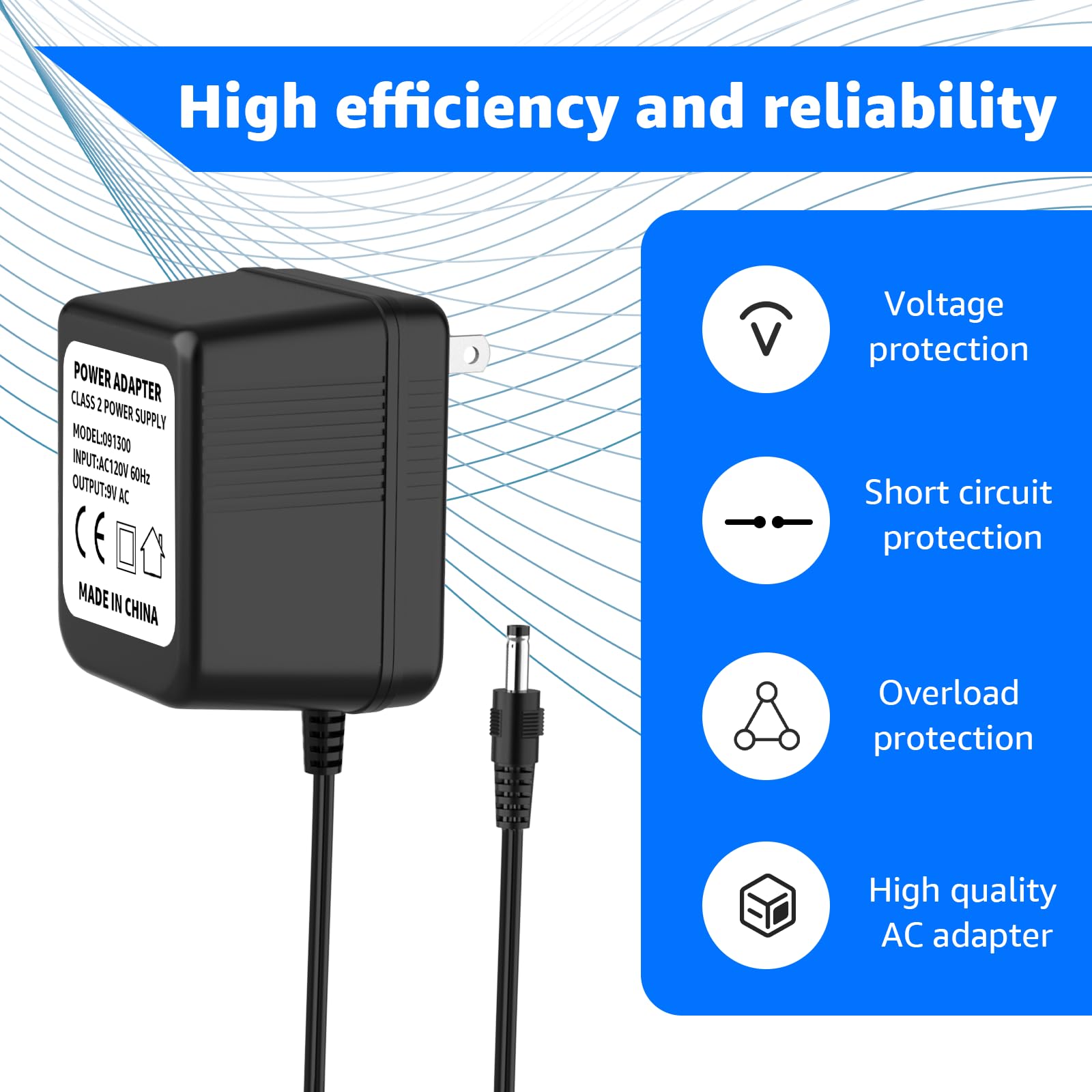 Adaptador de fuente de alimentación de CA compatible con Nintendo NES Game Console MW41-0900800A 7-38012-24010-6 NES-001 NES-002 NES-101 Transformador de cable de alimentación