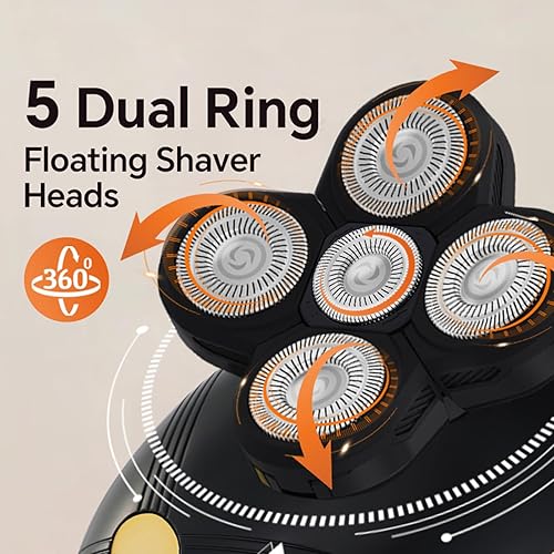 Miniatura 2 de Afeitadora de cabeza para hombres calvos, rasuradora eléctrica rotativa recargable, resistente al agua, 5D, afeitadora de cabeza calva de 9500 RPM,