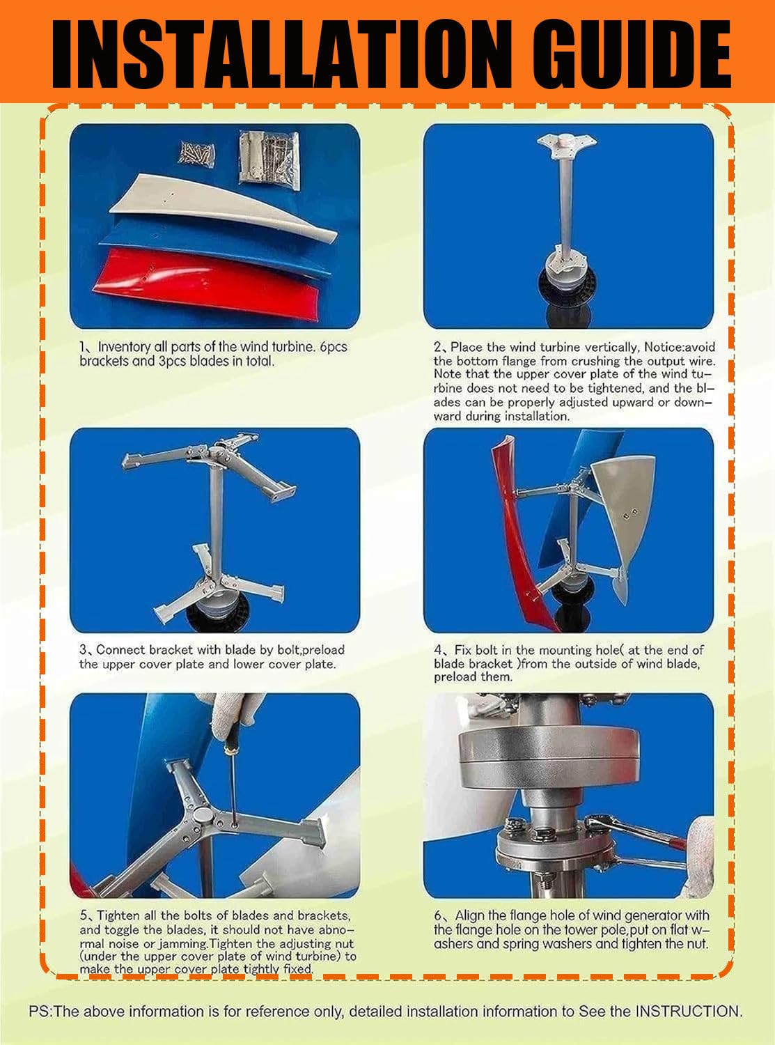Kit de generador de turbina eólica, Kit de generador de Viento Vertical de turbina eólica, generador de turbina eólica Vertical portátil de 3 Palas, para energía eólica híbrida 8000W-12V