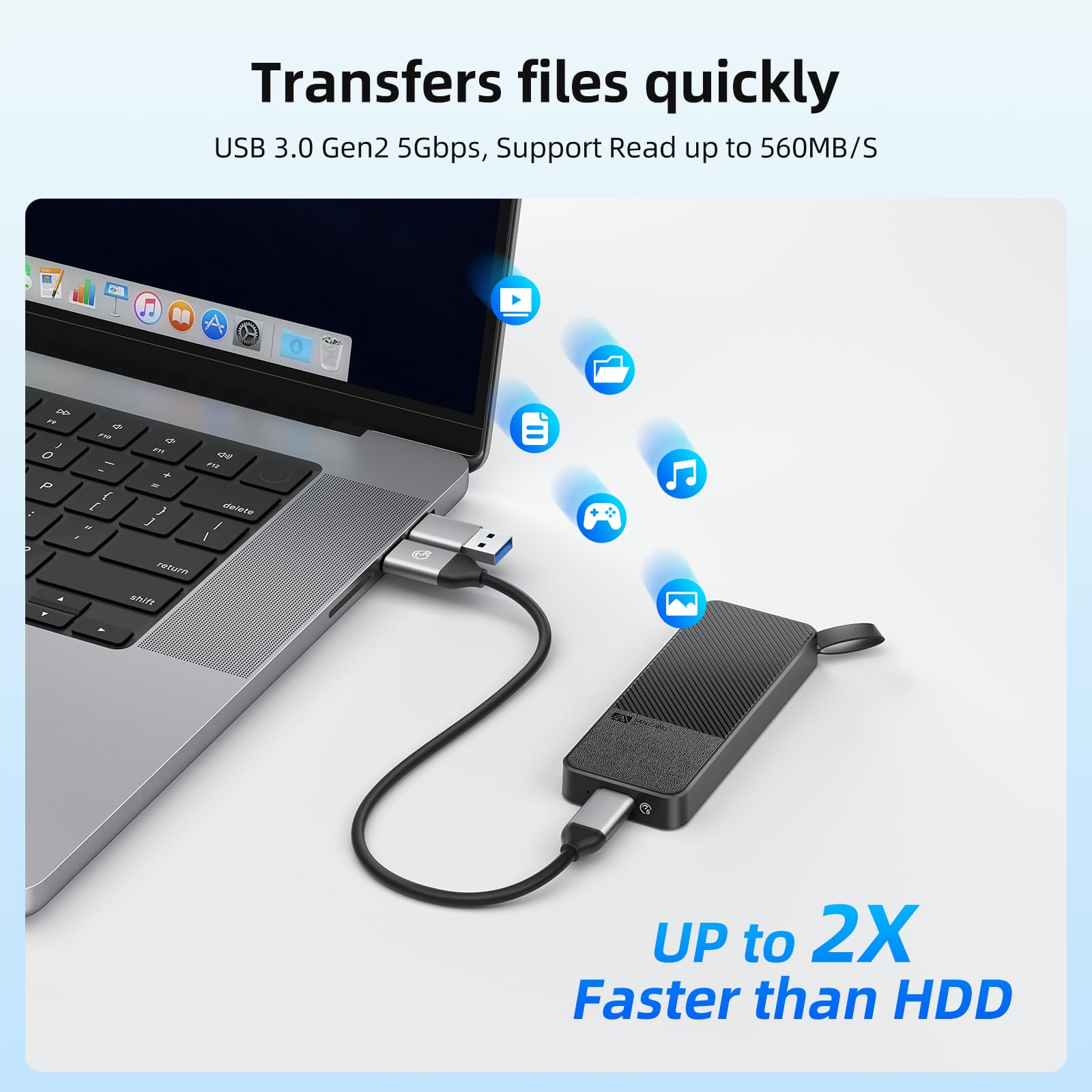 SANZANG Master Externe SSD 2TB, Bis zu 1050MB/s, USB 3.2 Gen2,Portable SSD Festplatte Extern für iPhone 15/16 PRO, PS5, Xbox, Laptop, Typ-C-Smartphones, S10PRO