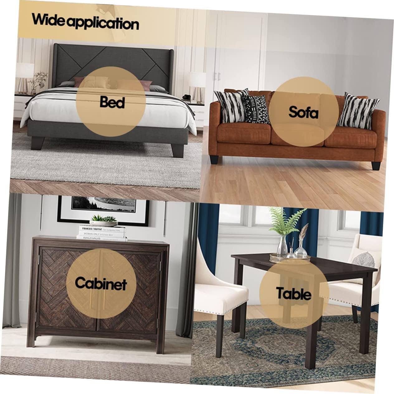 4pcs Skid Rubber Furniture Risers Heavy Duty Chair and Couch Leg Elevators for Stability and Floor Protection for Sofas Tables and Beds