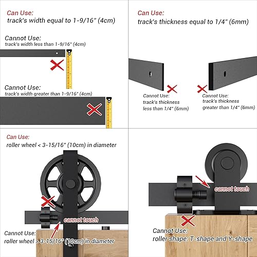 Miniatura 4 de CCJH 2 topes ajustables para puerta de granero para riel plano de 1.57 pulgadas1.575 in, accesorios de repuesto para puertas corredizas de granero