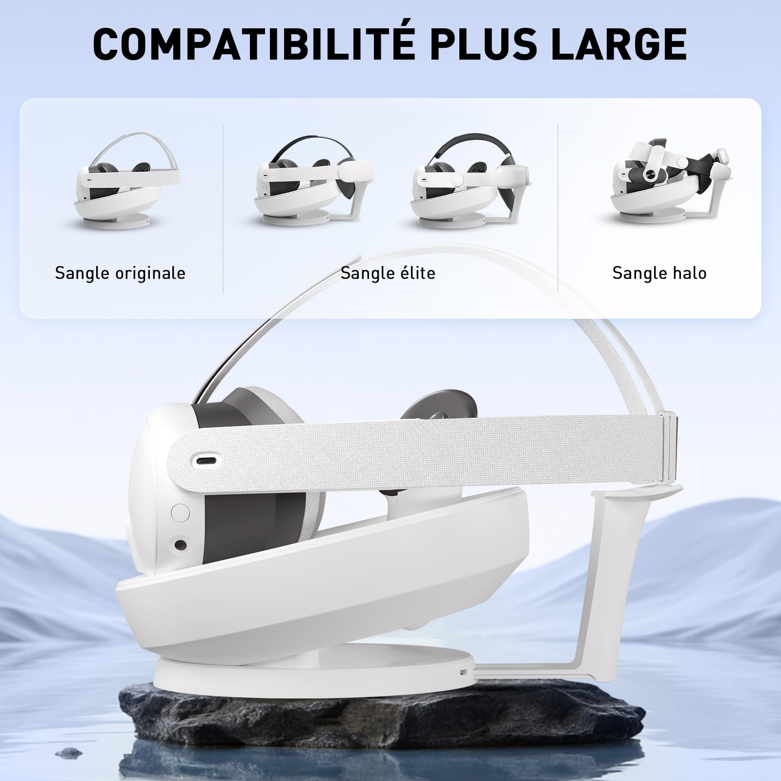 PRISMXR Station de Charge Compatible avec Meta Quest 3 Accesoires, Charging Dock 27W Compatible avec Quest3 et Contrôleurs (Carina D1)