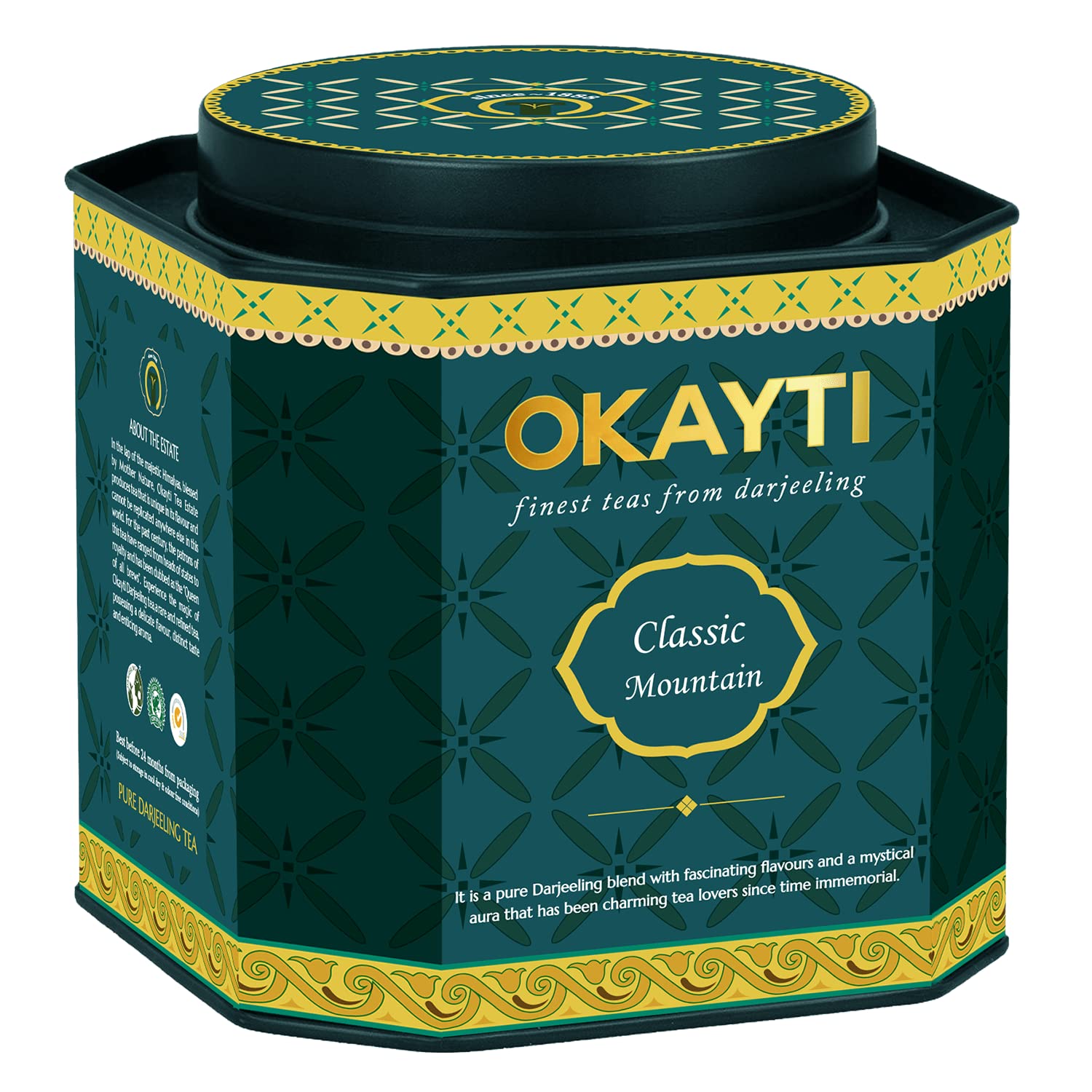 Okayti Classic Mountain Black Tea Bags | 100% Organic Darjeeling Single Estate Black Tea | Authentic Darjeeling Tea Improves Digestion & Promotes Healthy Skin -75 Gm (30 Tea Bag)