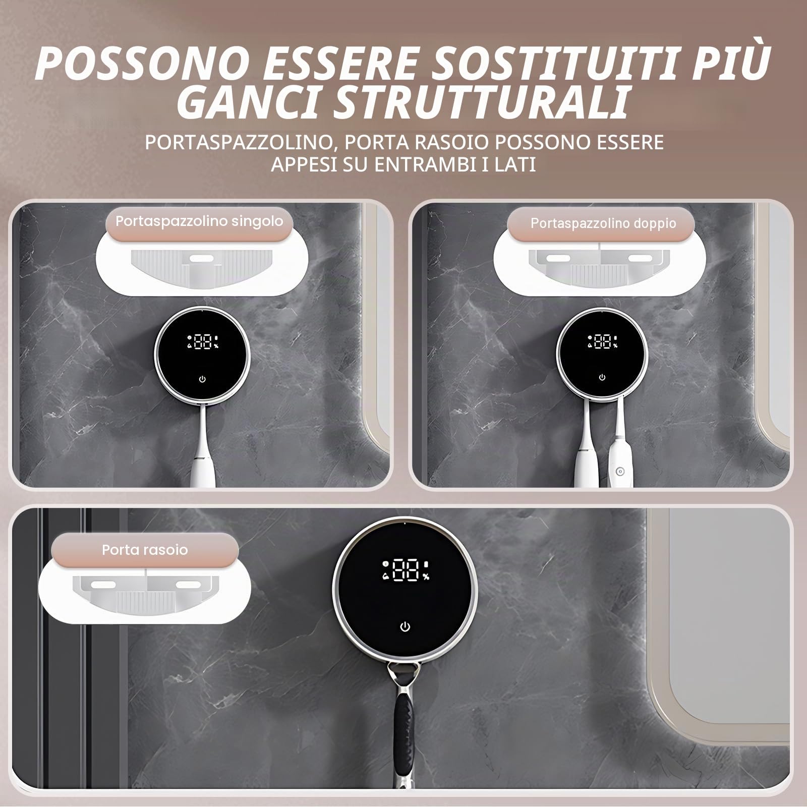 Roadtime Disinfettante Spazzolino da Denti con UV,Supporto per Elettrico Denti con Asciugatura,Sterilizzatore Spazzolino Da Denti Da Bagno Montato A Parete,Carico Di 1000 Mah, Funzione Tempo