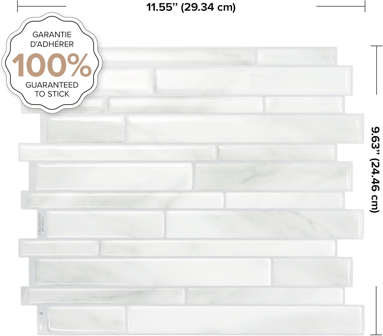 SMART TILES Peel and Stick Backsplash - 5 Sheets of 9.63" x 11.56" - 3D Adhesive Peel and Stick Tile Backsplash for Kitchen, Bathroom, Wall Tile