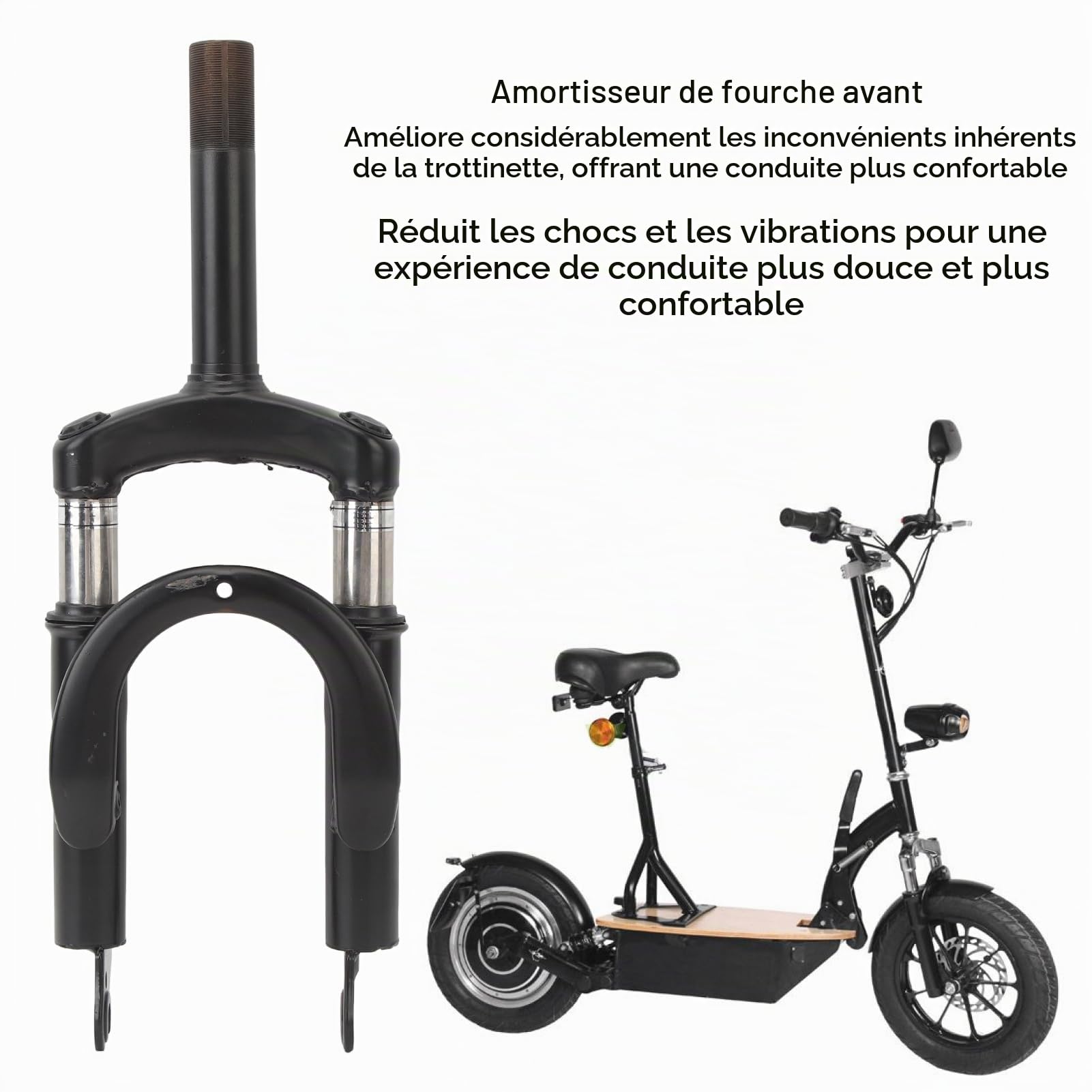 BROLEO Fourche avant Amortisseur hydraulique à suspension en alliage d'aluminium pour trottinette électrique, moto, vélo électrique, pour pneus de 14 pouces