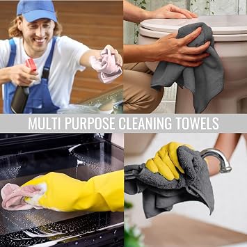 Microfiber Cleaning Cloth Roll -75 Pack, Tear Away Towels, 12 x 12, Reusable Cleaning Rags and Microfiber Towels for Cars, Garage and Household Cleaning Supplies Organizer (Pink)