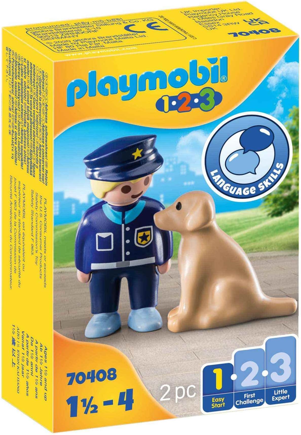 Playmobil Police Officer with Dog 70408 1.2.3 for Young Kids