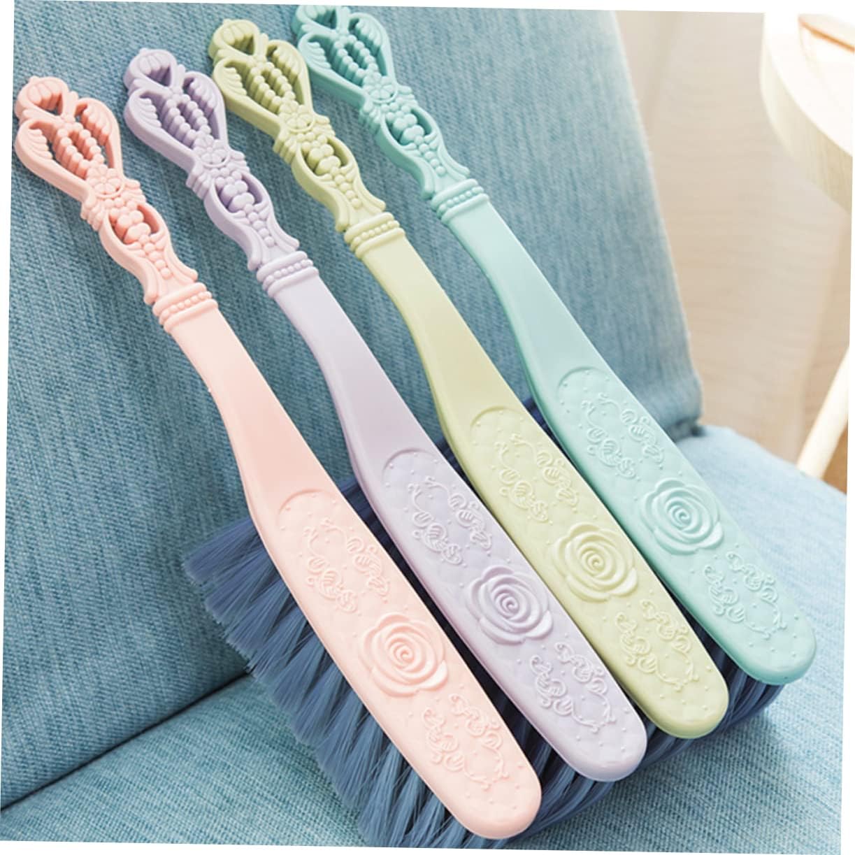 Didiseaon 6pcs Household Cleaning Brush Hollow-Out Handle Tool for Sofa and Furniture Each Green for Everyday Dust Removal and Cleaning