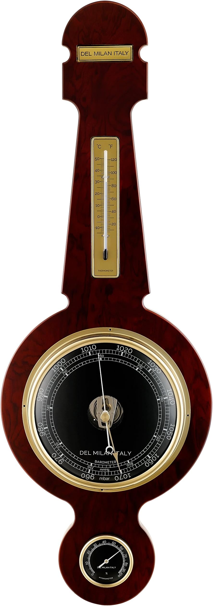 Banjo Barometer, Thermometer, Hygrometer, Mahogany Finish