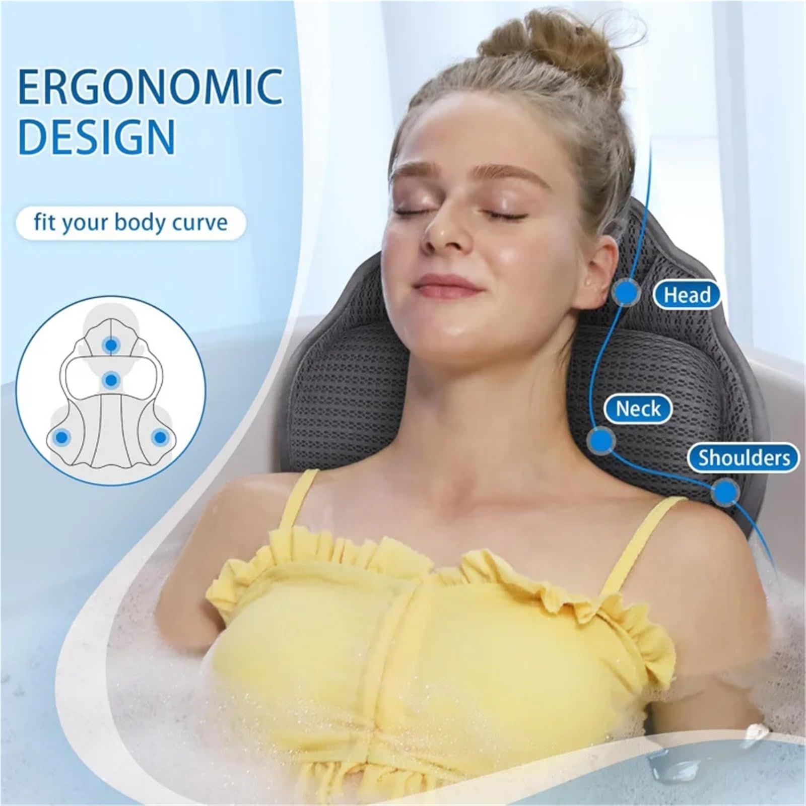 Almohada Bañera Reposacabezas de bañera Antideslizante