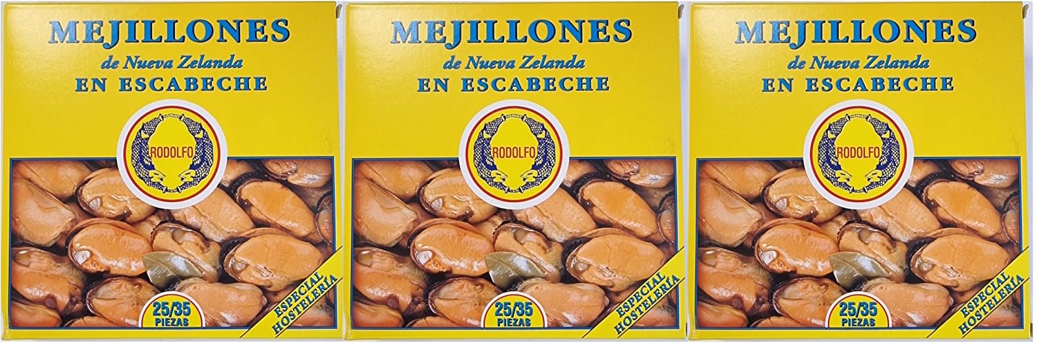 Genérico Mejillones en escabeche 25/35 piezas pandereta de 330 g. escurrido Rodolfo (3)