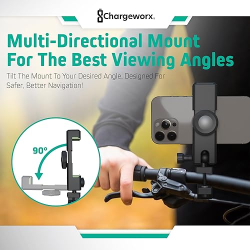 Miniatura 5 de CHARGEWORX Soporte de teléfono para bicicleta con brújula incorporada  Tornillos antirrobo  Ángulos totalmente ajustables  Soporte de bicicleta se