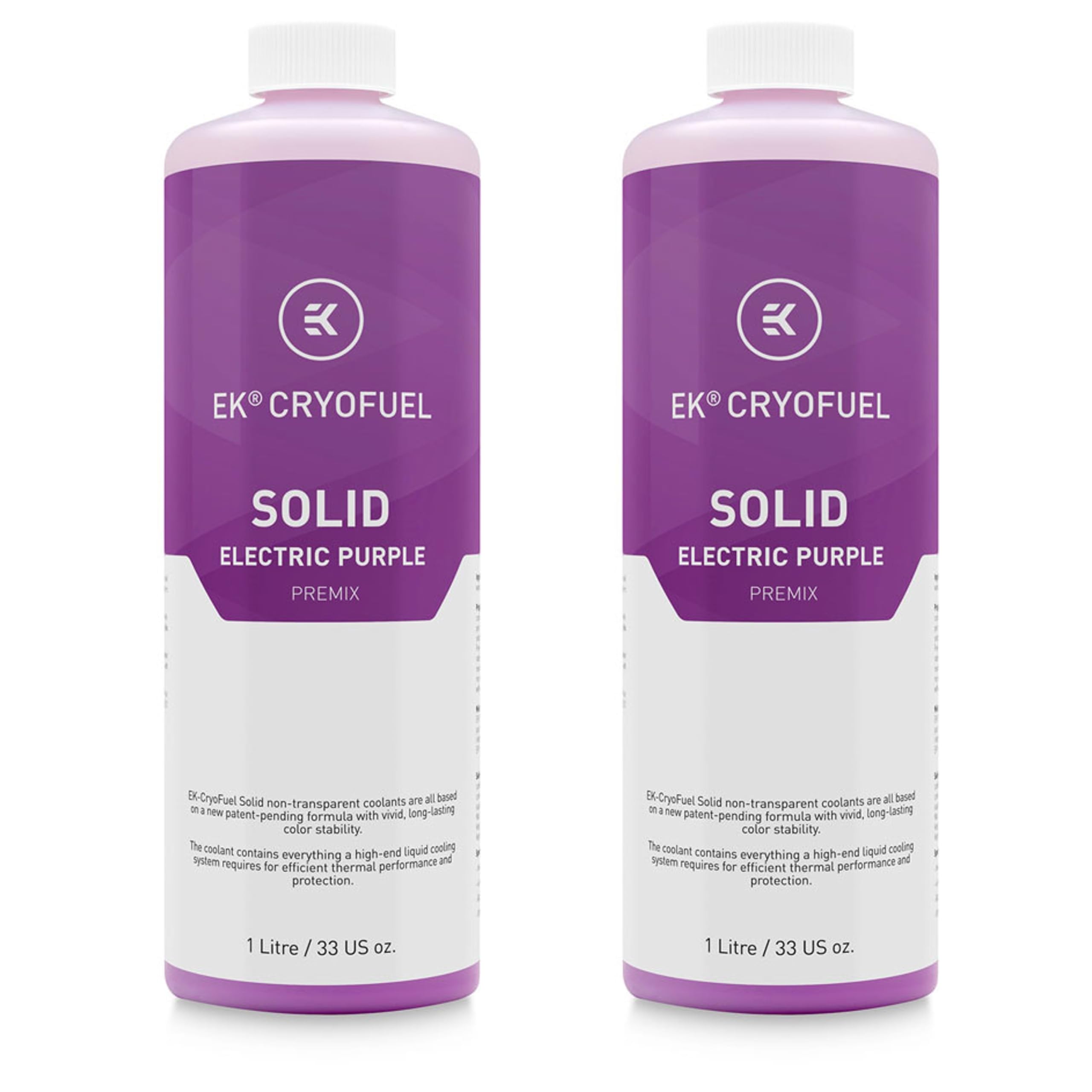 EKWB EK-CryoFuel Solid Premix PC Coolant, 1000mL, Electric Purple, 2-Pack