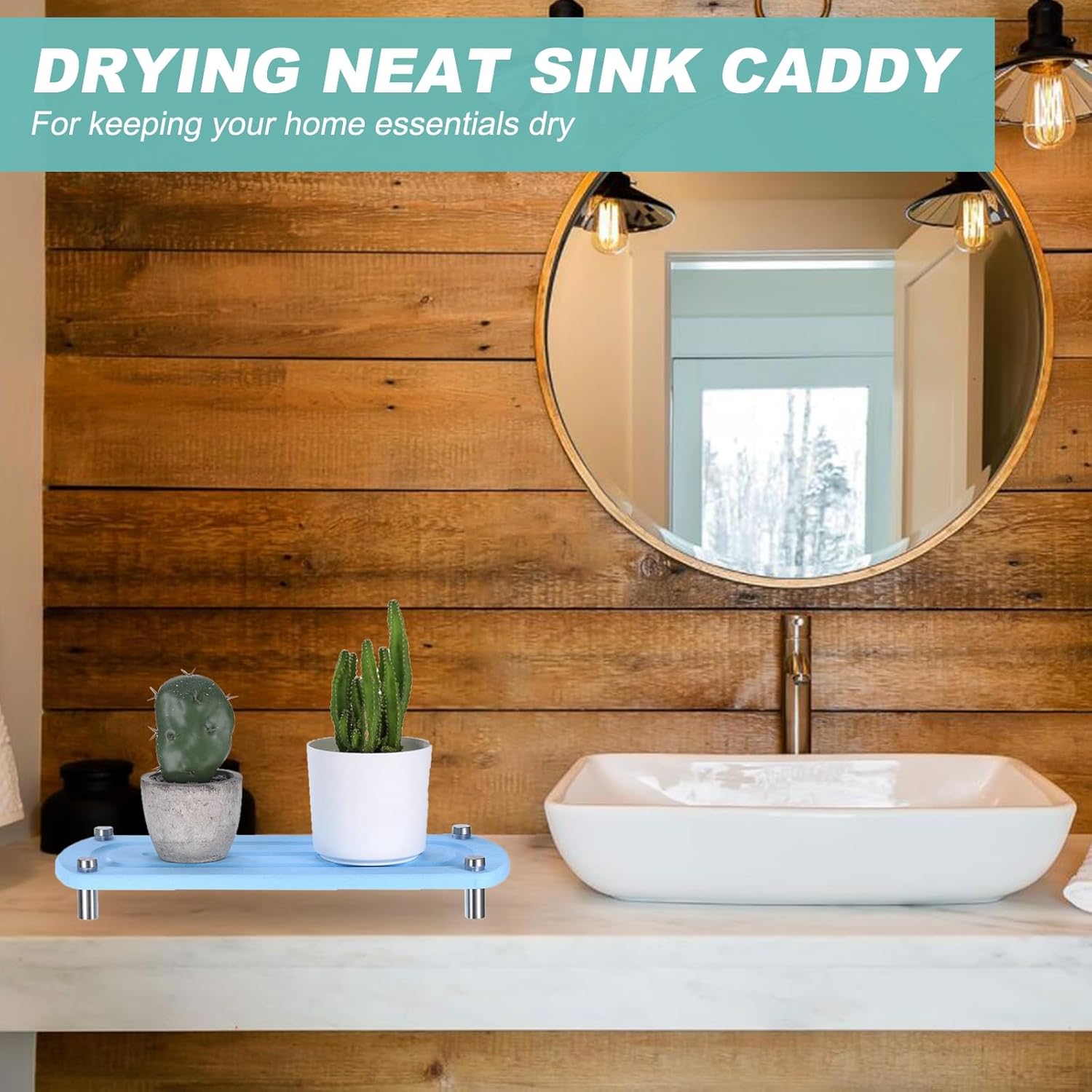 uxcell 3 Pcs Instant Dry Sink Caddy Organizer, Kitchen Sink Organizer Sponge Holder, Sink Diatomaceous Stand Riser with Stainless Steel Feet, Pink