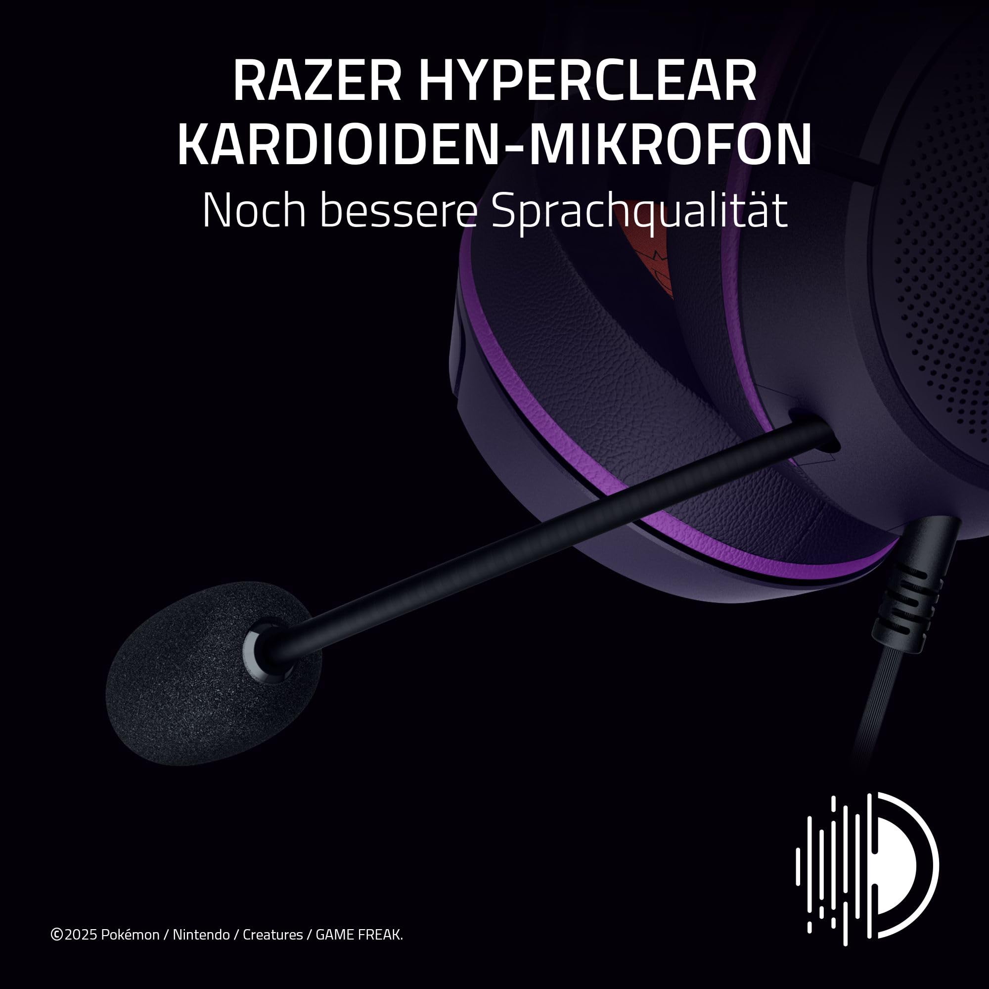 Razer Kraken Kitty V2 - Gengar Pokémon Edition - USB-Headset - Gengar-Stacheln - Streamreaktive Beleuchtung - HyperClear-Kardioidenmikrofon - Triforce 40-mm-Treiber - 7.1 Surround Sound | Violett