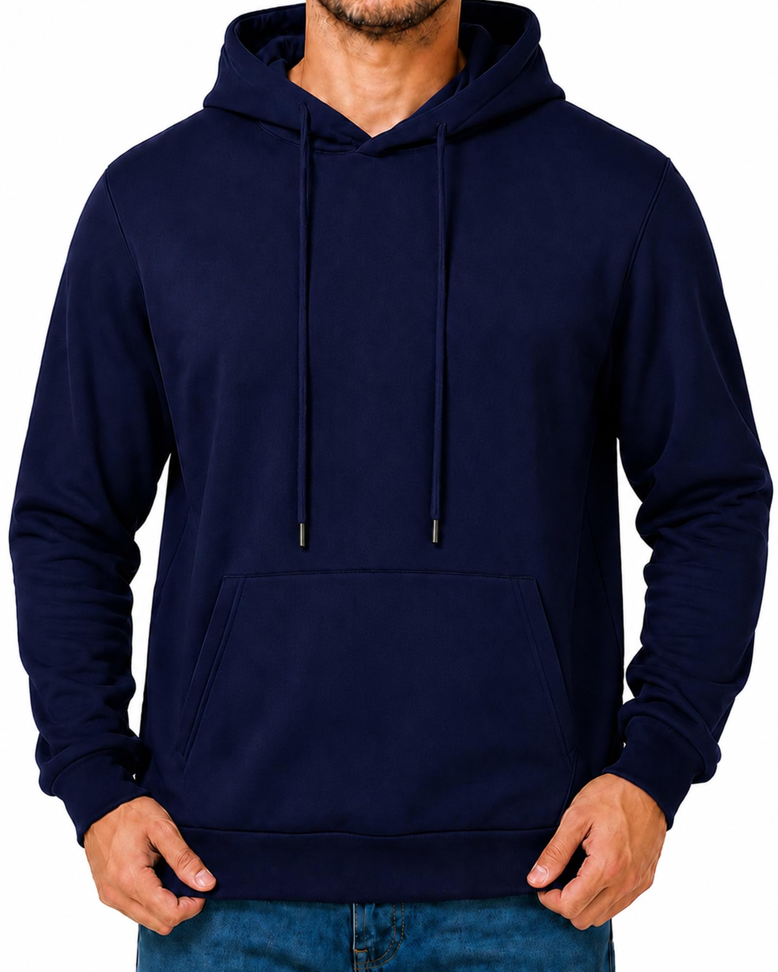 Menoio Men's Fleece Hoodie Pullover Casual Hooded Sweatshirt | Soft Fleece, Drawstring Hood, Ribbed Cuffs Hem, Kangaroo Pocket, Regular Fit, Casual Gym Athletic Wear, Fall Winter