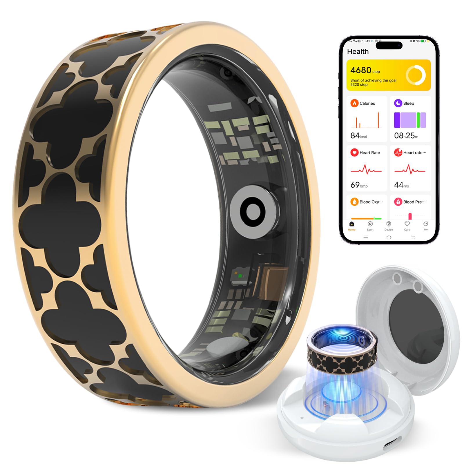 Health Rings for Women,Smart Ring Health Tracker for Women, Measure Heart Rate, Blood Pressure,Blood Oxygen, Exercise Pedometer, Gesture Control,Compatible with Ios& Android.(Black Upgrade, 8)-picture-25