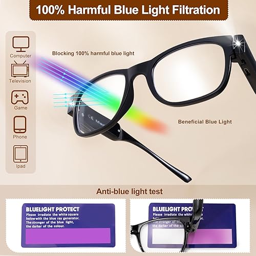 Miniatura 5 de Gafas de lectura LED recargables por USB, gafas iluminadas para mujeres y hombres Negro -,Demi