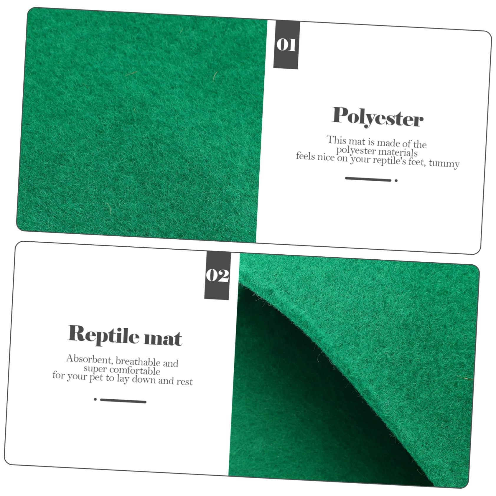 Tapis pour Reptiles Absorbant 50x30cm Litière pour Tortues et Serpents Lot de 2 Vert