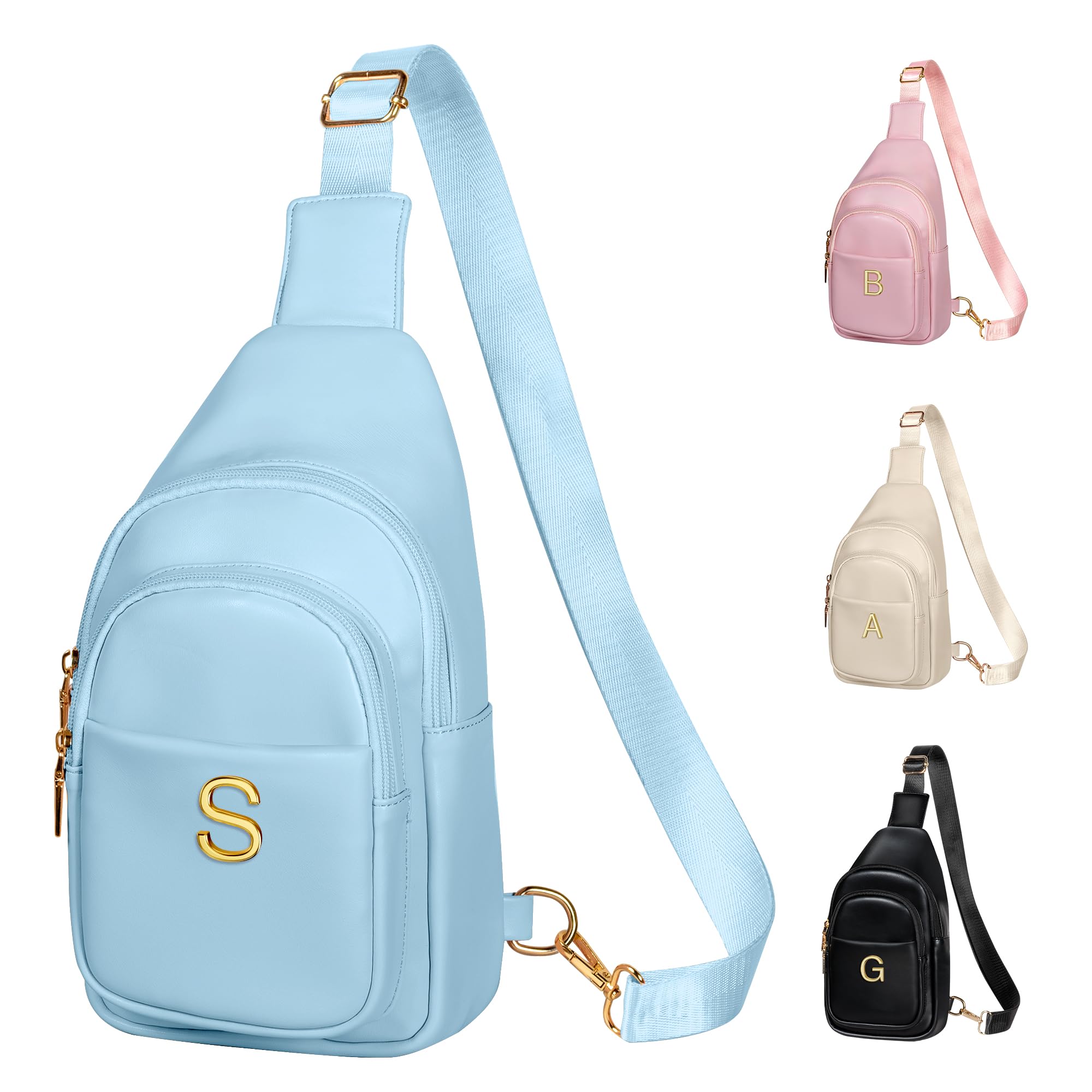 Freesya Easter Basket Stuffers for Teen Girls Women, Initial Crossbody Sling Bag, Birthday Gifts for Women, Purse for Girls