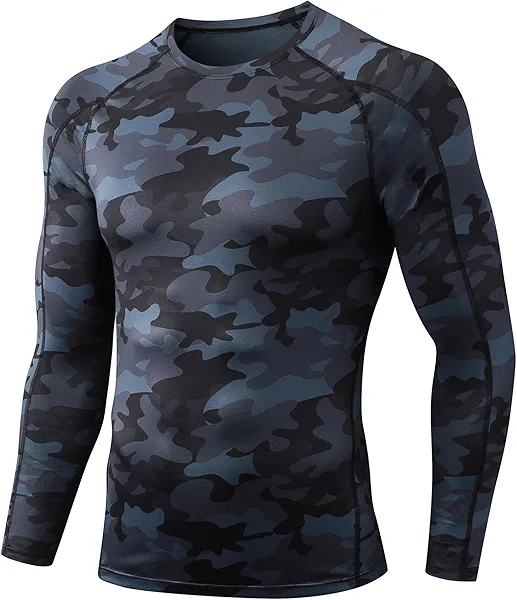 LEICHR Long Sleeve Compression Shirts for Men Athletic Rash Guard Workout Sports Undershirt Running Gym Baselayer Top Dry Fit