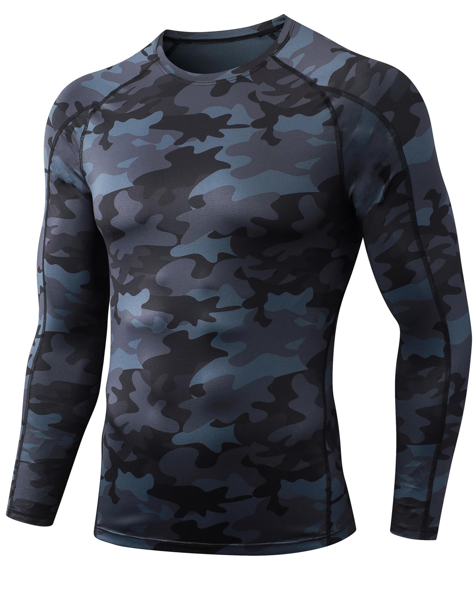 LEICHR Long Sleeve Compression Shirts for Men Athletic Rash Guard Workout Sports Undershirt Running Gym Baselayer Top Dry Fit