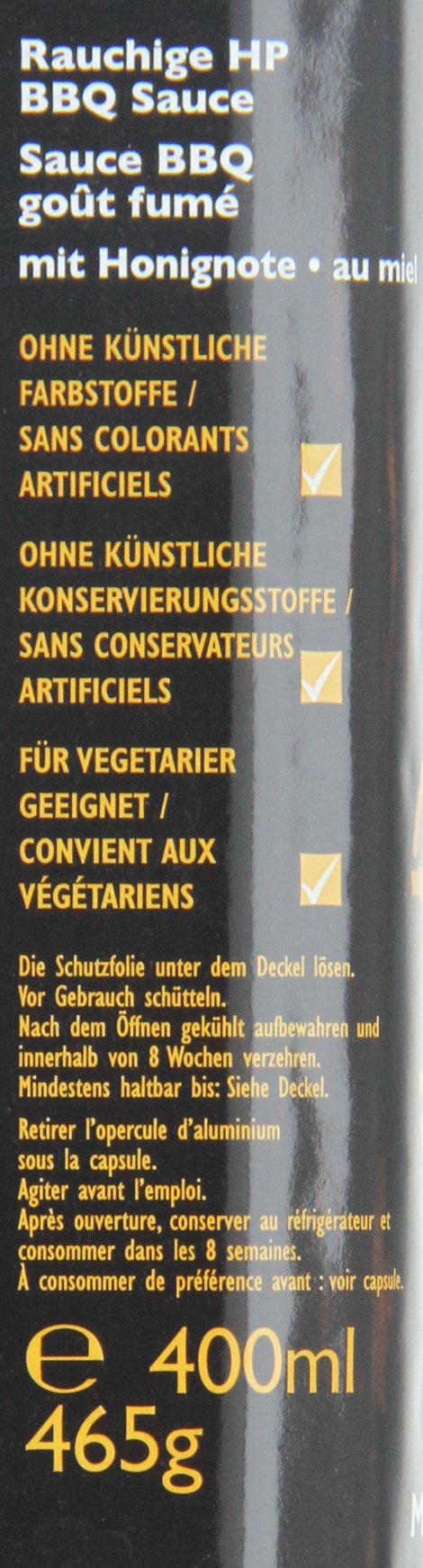 HP BBQ Sauce Honey, Kopfsteherflasche, 8er Pack (8 x 400 ml)