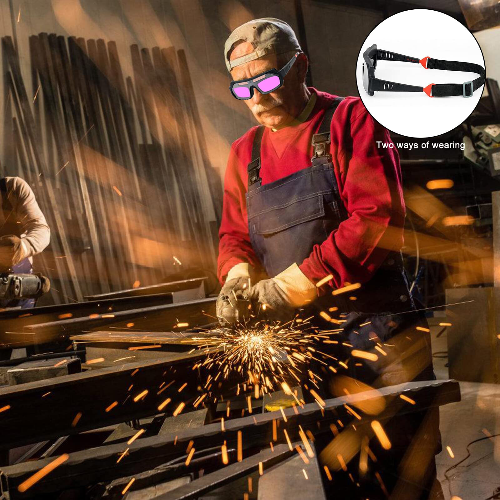 Schweißerbrille: Solarbetriebene Automatischer Schweißerbrille mit 5 Stück Ersatzgläser, Einstellbare Schweißaugenschutzbrille Schweißzubehör, Blendschutz-Schweißerbrille für Schweißschutz
