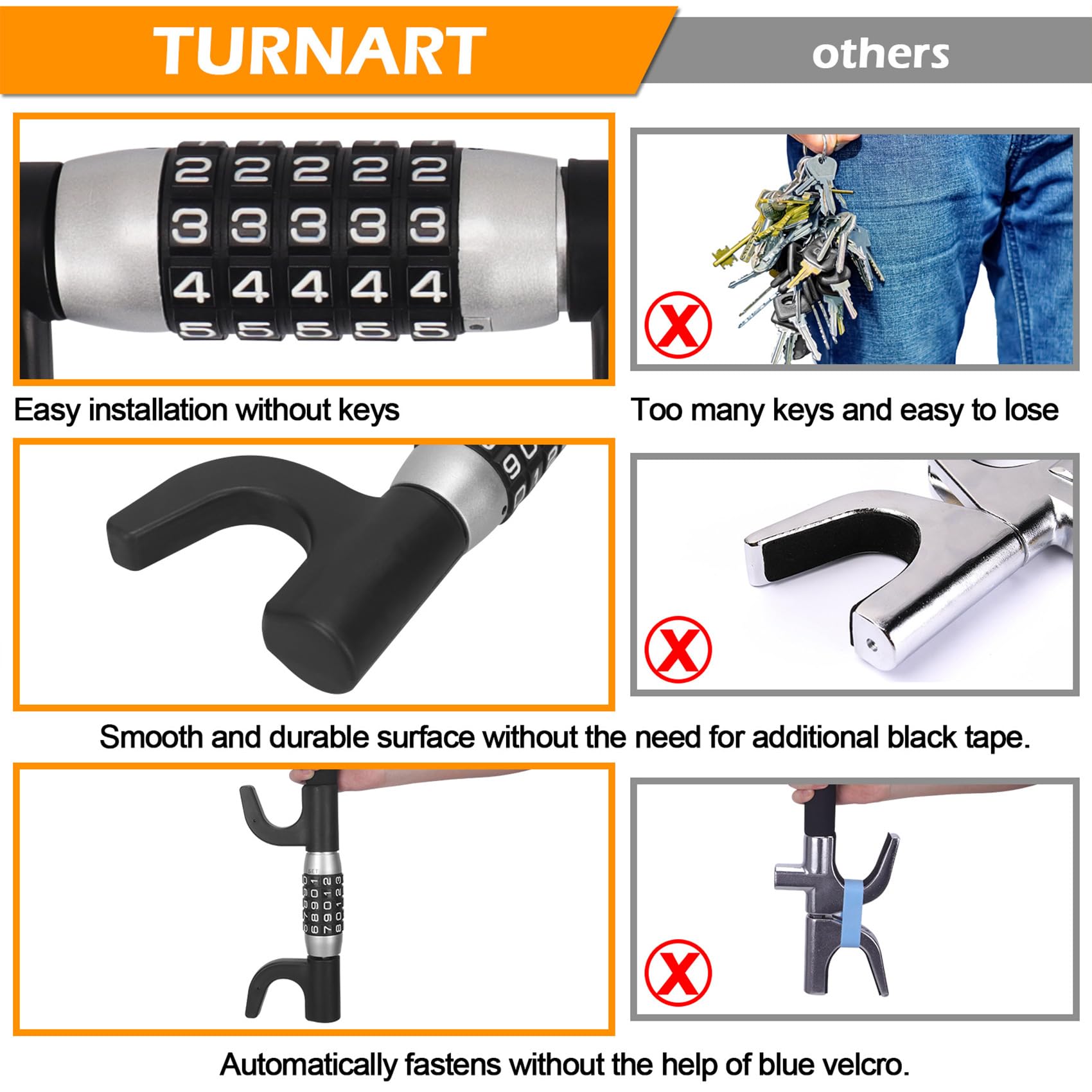Turnart Steering Wheel Lock, Password Car Security Anti-Theft