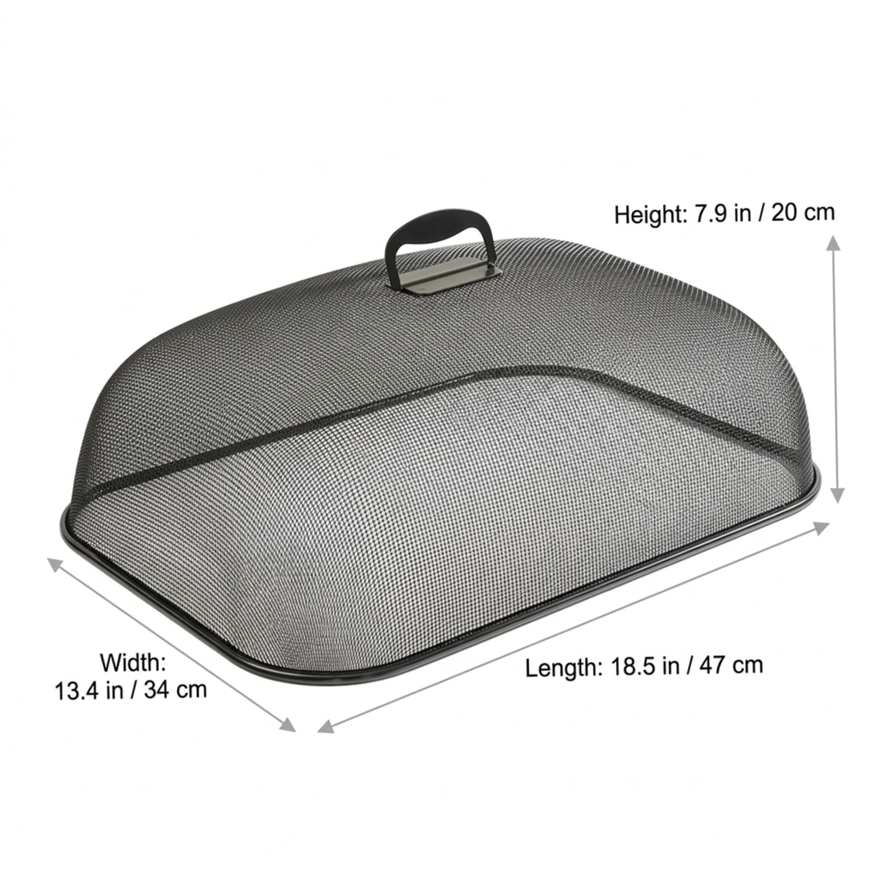 Copri Alimenti per Esterno in Rete, Copri Alimenti in Rete per Tavolo da Pranzo, Coperture Ferro Ventilato a 360° per Esterno con Maniglia, Protezione Rettangolare Nera, 18, 5x13, 4x7, 9 Pol