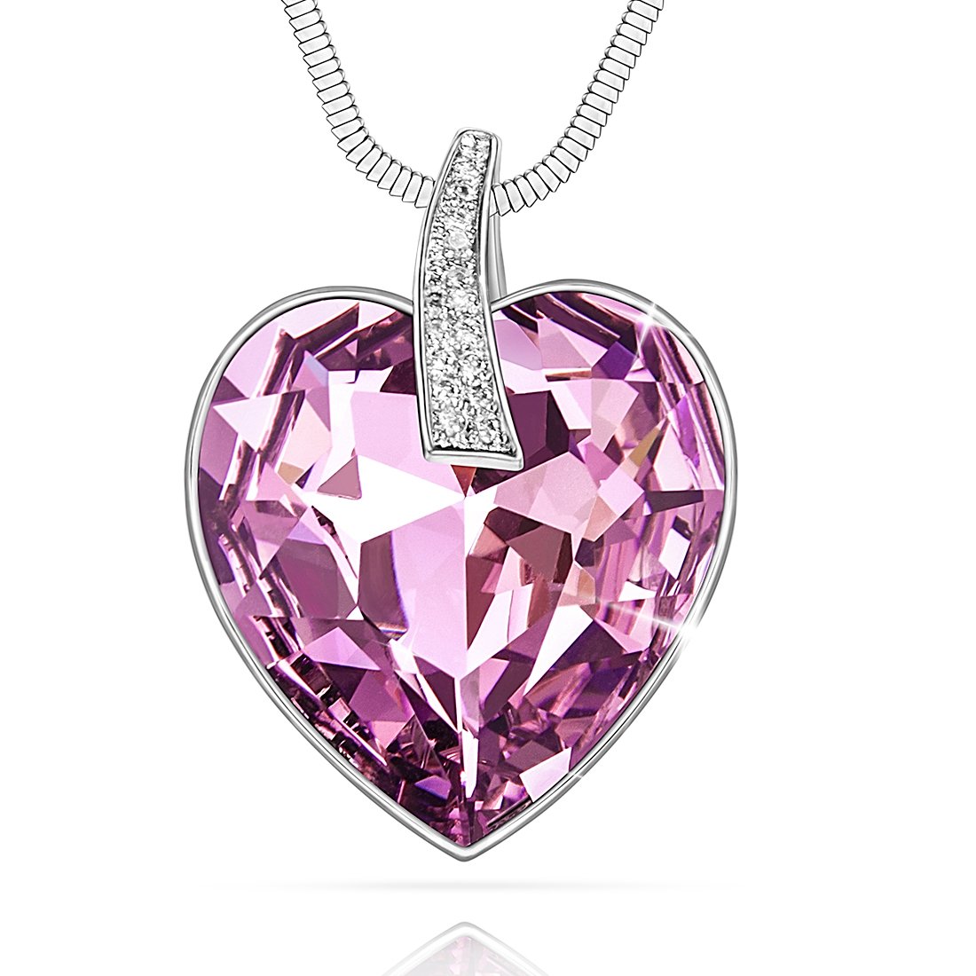 Lydia Queen Sapphire Necklace, Love Heart Pendant Necklaces for Women, Fashion Women's Crystal Jewelry Gifts for Mom, Wife, Daughter, Girls