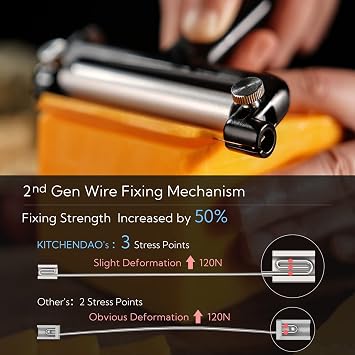 KITCHENDAO Replaceable Wire Cheese Slicer Cutter, 50% Stronger Wires with 2nd Gen Wire Fixing Mechanism, Adjustable Wire Cheese Cutter, Quick Replacet, Dishwasher Safe, with 3 Extra Wires (KD20197)
