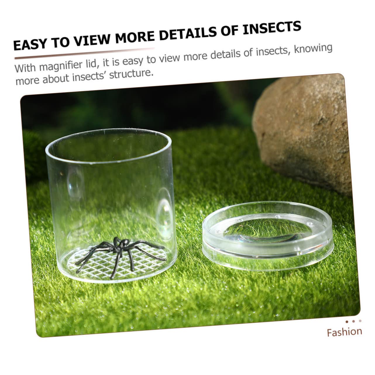 Cabilock Caja de Observación de Insectos Lupa, Plástico Portátil, 15 Piezas, Rejillas de Medición y Orificios de Ventilación para Niños | Rejillas de Medición, Orificios para Renovación de Aire, para Minerales y Pequeños Artrópodos