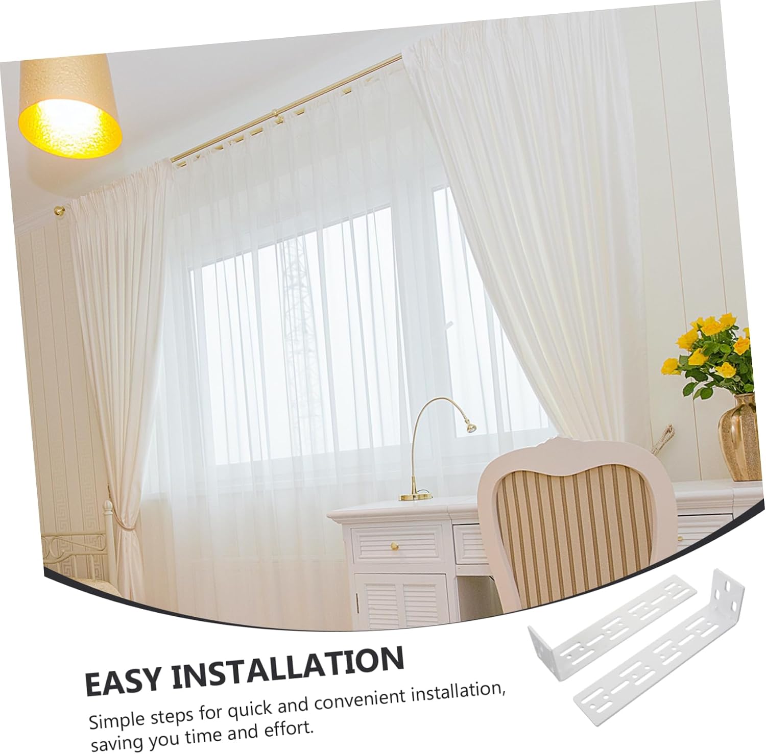 2pcs Curtain Track Wall Mount Brackets Curtain Track Installation Support Easy to Install