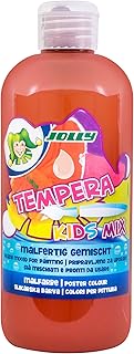 JOLLY Tempera Kids Mix paint, pintura líquida, frasco de 0,5 L Marrón medio, colores brillantes y opacos, se puede utilizar sin diluir o con agua, sobre todos los materiales